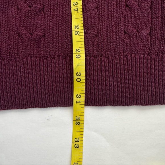 Vtg Eddie Bauer Plum Cable Knit Sweater Men’s XLT Tall XL Burgundy 100% Cotton - Picture 7 of 8